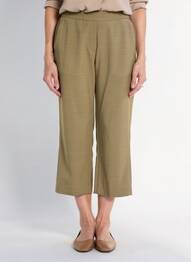 Pantalon 7/8 tissage popeline taille normale vert DIEGA femme