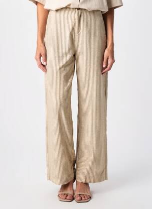 Pantalon large fermeture zippée sous rabat boutonné taille normale beige HOD femme