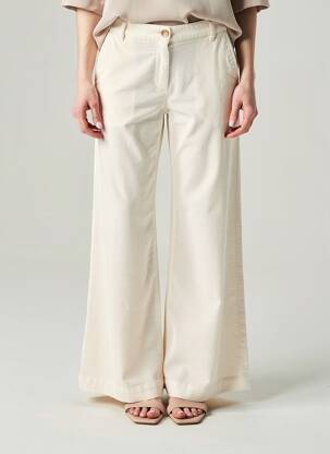 Pantalon large fermeture zippée sous rabat boutonné taille normale blanc FIVE femme
