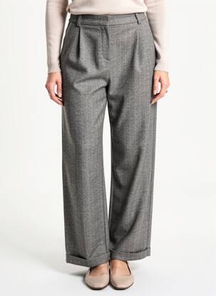 Pantalon large fermeture zippée sous rabat boutonné taille normale gris GOODMATCH femme