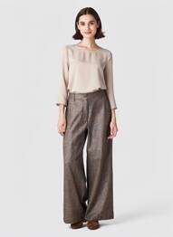 Pantalon large fermeture zippée sous rabat boutonné taille normale marron DIEGA femme