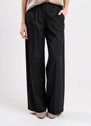Pantalon large fermeture zippée sous rabat boutonné taille normale noir FORTE-FORTE femme