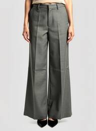 Pantalon large fermeture zippée sous rabat avec crochet taille normale vert FORTE-FORTE femme
