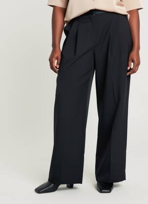 Pantalon large fermeture zippée sous rabat avec crochet taille normale vert LAURENCE BRAS femme