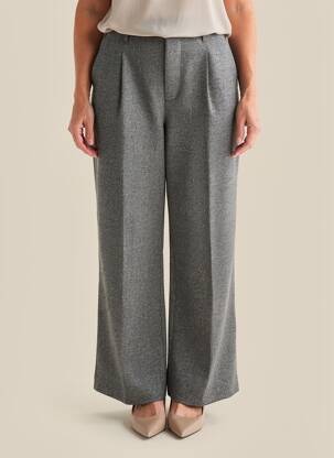 Pantalon large fermeture zippée sous rabat avec crochet taille normale gris BELLE PIÈCE femme