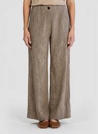 Pantalon large fermeture zippée sous rabat boutonné taille normale marron POMANDERE femme
