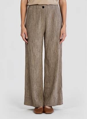 Pantalon large fermeture zippée sous rabat boutonné taille normale marron POMANDERE femme