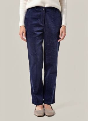 Pantalon droit fermeture zippée sous rabat boutonné taille normale bleu BELLA JONES femme