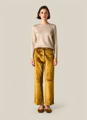 Pantalon droit stretch taille normale jaune MOMONI femme