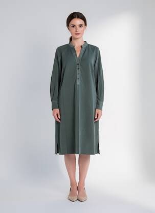Robe mi-longue manches longues manches longues gris ROSSO 35 femme