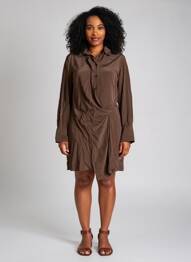 Robe courte manches longues manches longues marron VANESSA BRUNO femme