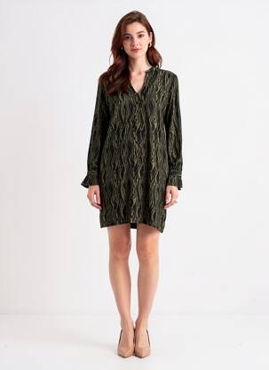 Robe courte manches longues manches longues vert FIVE femme