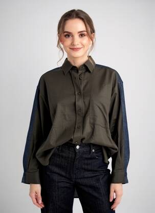Chemisier coupe droite manches longues vert CLOSED femme