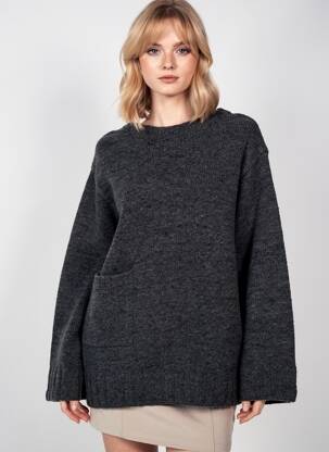 Pull coupe droite manches longues gris PENN & INK N.Y femme