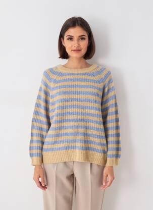 Pull coupe droite manches longues bleu LOLLYS LAUNDRY femme