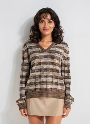 Pull coupe cintrée manches longues marron CLOSED femme