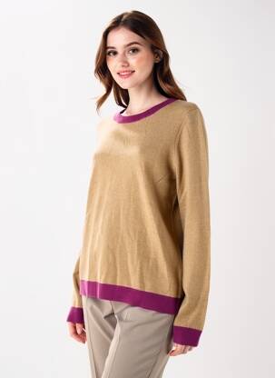 Pull coupe cintrée manches longues marron LES TRICOTS DE LÉA femme