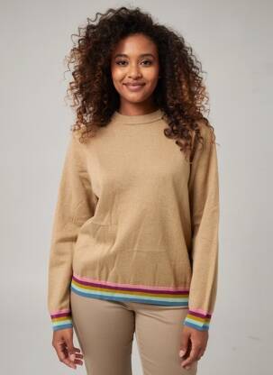 Pull coupe droite manches longues marron LES TRICOTS DE LÉA femme