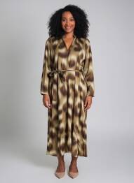 Robe longue imprimé fantaisie manches longues marron DIEGA femme