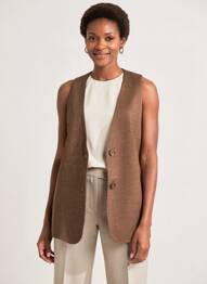 Gilet sans manche coupe droite marron ATTIC AND BARN femme