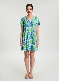 Robe courte fermeture zippée au dos manches courtes vert MADE IN SENS femme