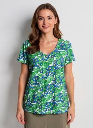 T-shirt imprimé fantaisie manches courtes vert MADE IN SENS femme