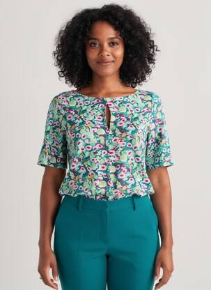 T-shirt imprimé fantaisie manches courtes vert SURKANA femme