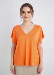 T-shirt coupe droite manches courtes orange MALOKA femme