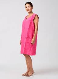 Robe mi-longue manches courtes manches courtes rose MALOKA femme