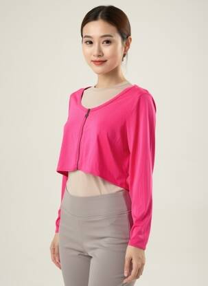 Veste casual col rond rose MALOKA femme