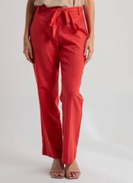 Pantalon droit tissage popeline taille normale rouge MADE IN SENS femme