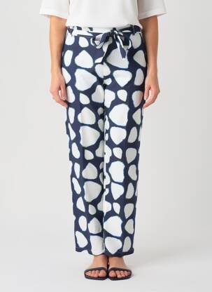 Pantalon droit tissage crêpe taille normale bleu SCORZZO femme