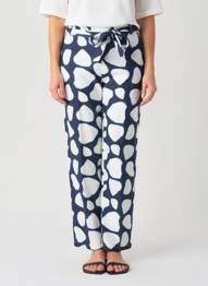 Pantalon droit tissage crêpe taille normale bleu SCORZZO femme