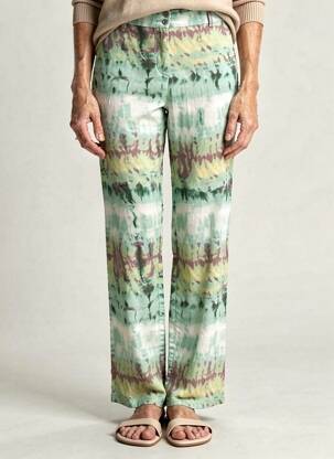 Pantalon droit taille élastique taille normale vert ANDAM femme