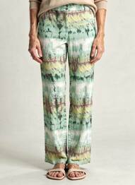 Pantalon droit taille élastique taille normale vert ANDAM femme