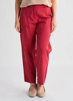 Pantalon droit fermeture zippée sous rabat boutonné taille normale rouge MES SOEURS ET MOI femme