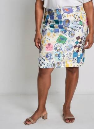 Jupe mi-longue taille normale bleu MALOKA femme