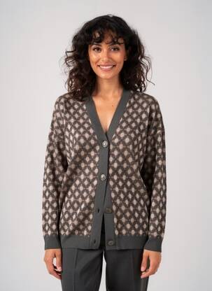 Gilet manches longues resserrée sur le bas marron MALIPARMI femme