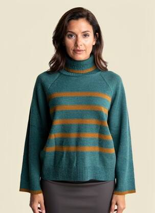 Pull col roulé tissage chiné manches longues vert BENSIMON femme
