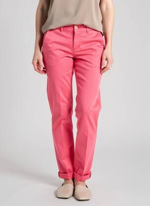 Pantalon chino tissage popeline taille normale rose HAPPY femme