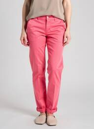 Pantalon chino tissage popeline taille normale rose HAPPY femme