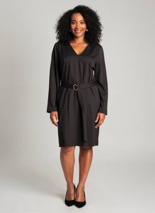 Robe mi-longue manches longues manches longues noir LOLA ESPELETA femme