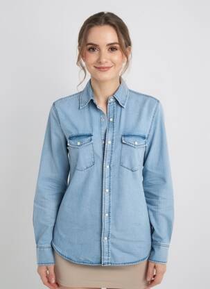 Chemisier coupe cintrée manches longues bleu ORFEO femme