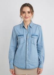 Chemisier coupe cintrée manches longues bleu ORFEO femme