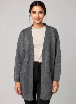 Gilet manches longues maille tricot gris ARTLOVE femme