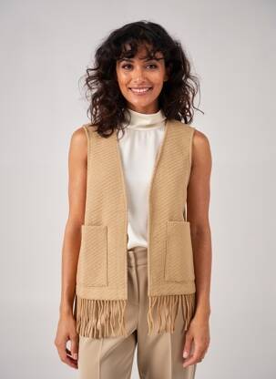 Gilet sans manche maille fine marron RUE MAZARINE femme