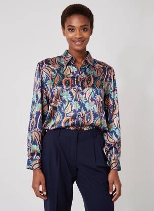 Chemisier imprimé fantaisie manches longues bleu LOLA ESPELETA femme