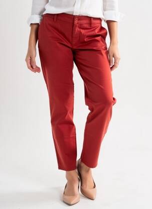 Pantalon chino tissage popeline taille normale rouge HAPPY femme