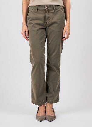 Pantalon chino tissage popeline taille normale vert HAPPY femme