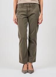 Pantalon chino tissage popeline taille normale vert HAPPY femme